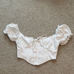White Tic Toc Puff Sleeve Crop Top